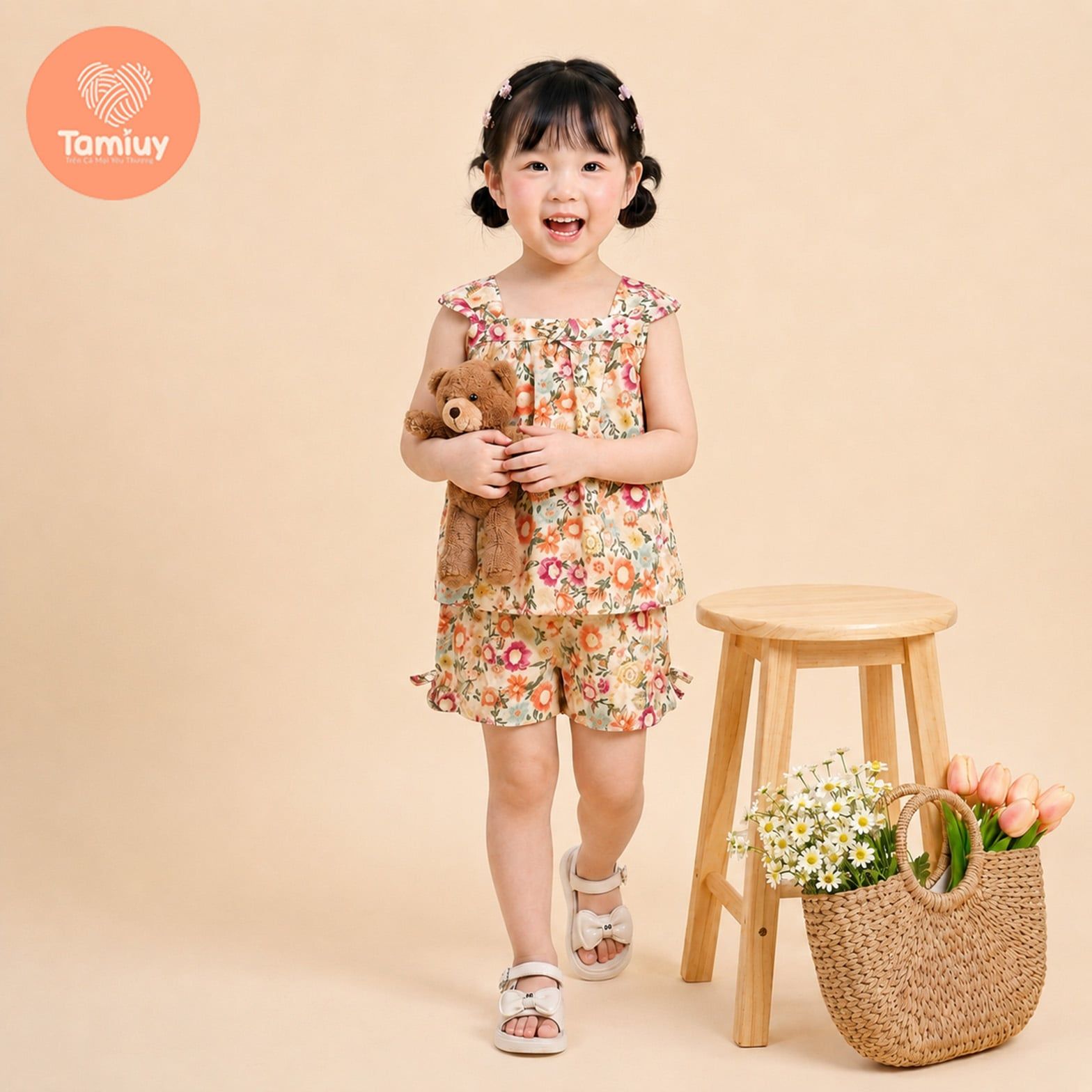  (BST HẠ NHIÊN)- Set Bộ Hoa Nhí Tamiuy Cho Bé Gái 10-35kg – Bộ Mặc Nhà, Đi Chơi Mùa Hè Thoáng Mát Phong Cách Hàn Quốc 