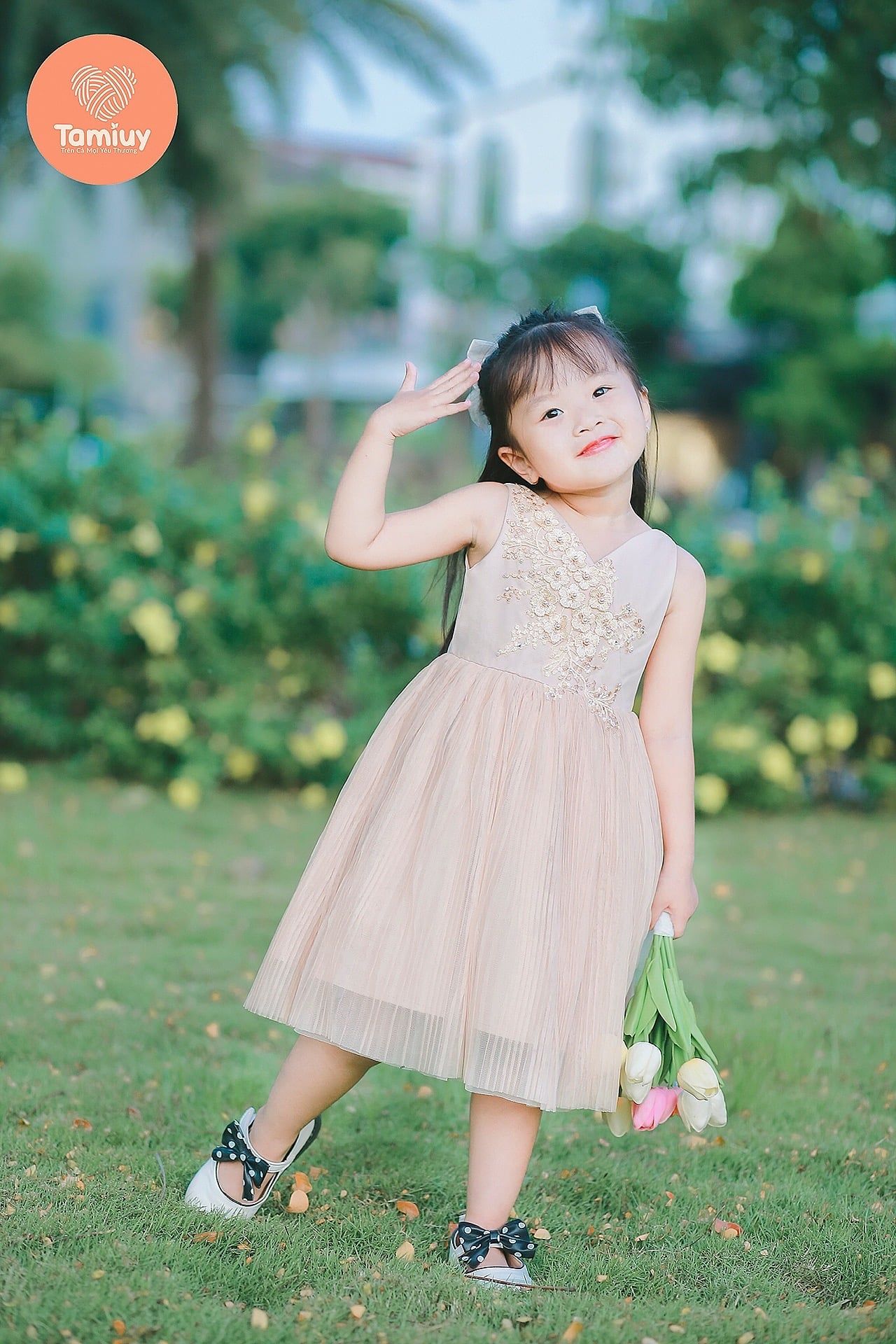  Tamiuy Đầm Dạ Hội Tamiuy Dập Ly Không Tay Đính Hoa Cao Cấp Cho Bé Gái 10-25 kg 