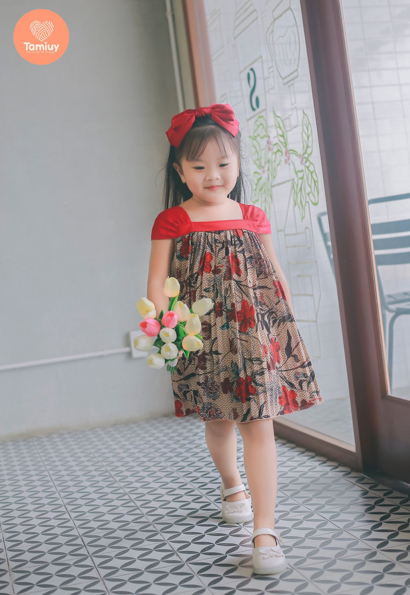  Đầm Bé Gái Tamiuy Voan Dập Ly, Họa Tiết Hoa Nhí Dễ Thương 