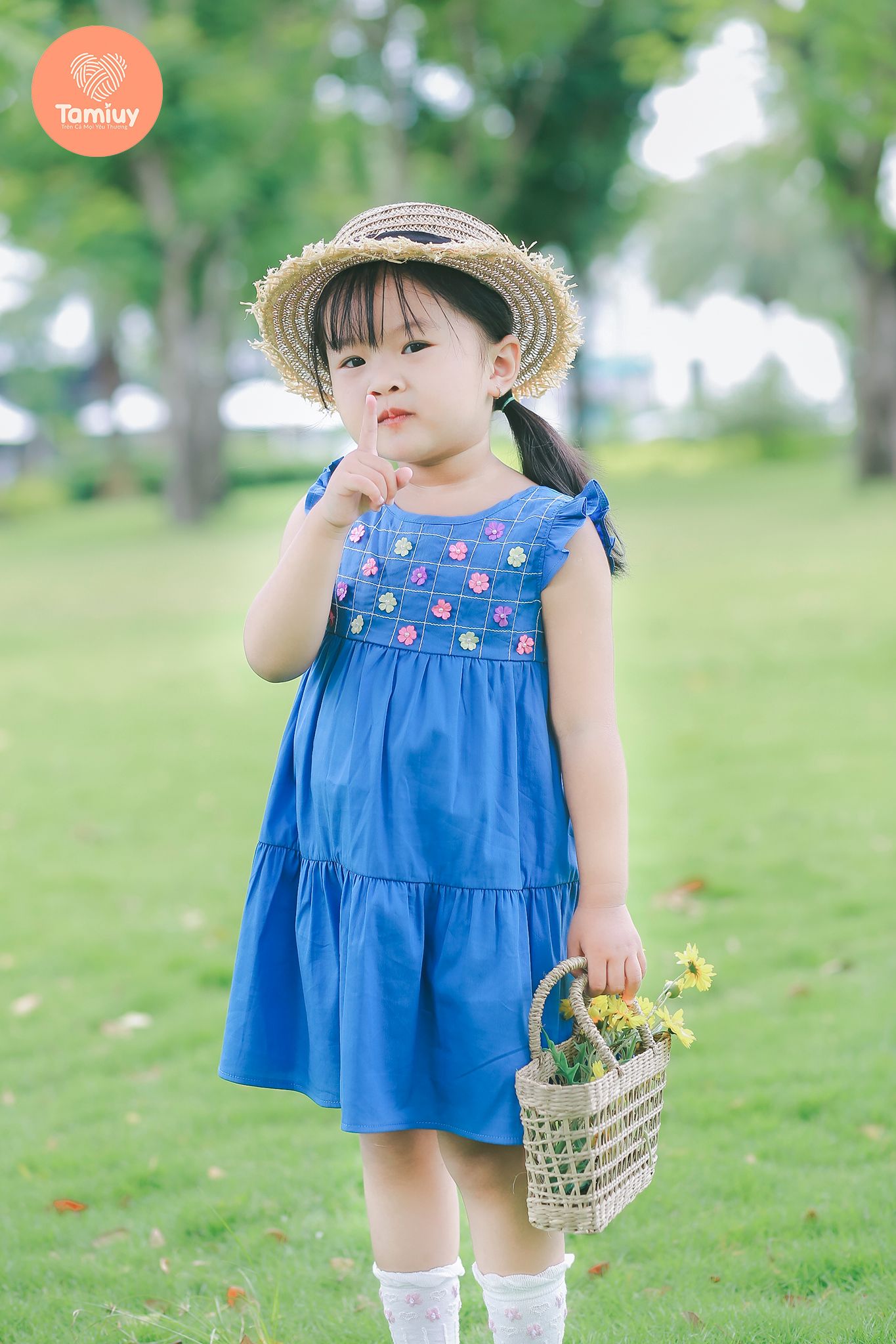  Đầm Baby Doll Bé Gái Tamiuy Cotton Đính Hoa ,Size 1-10 Tuổi ,Nhiều Màu 