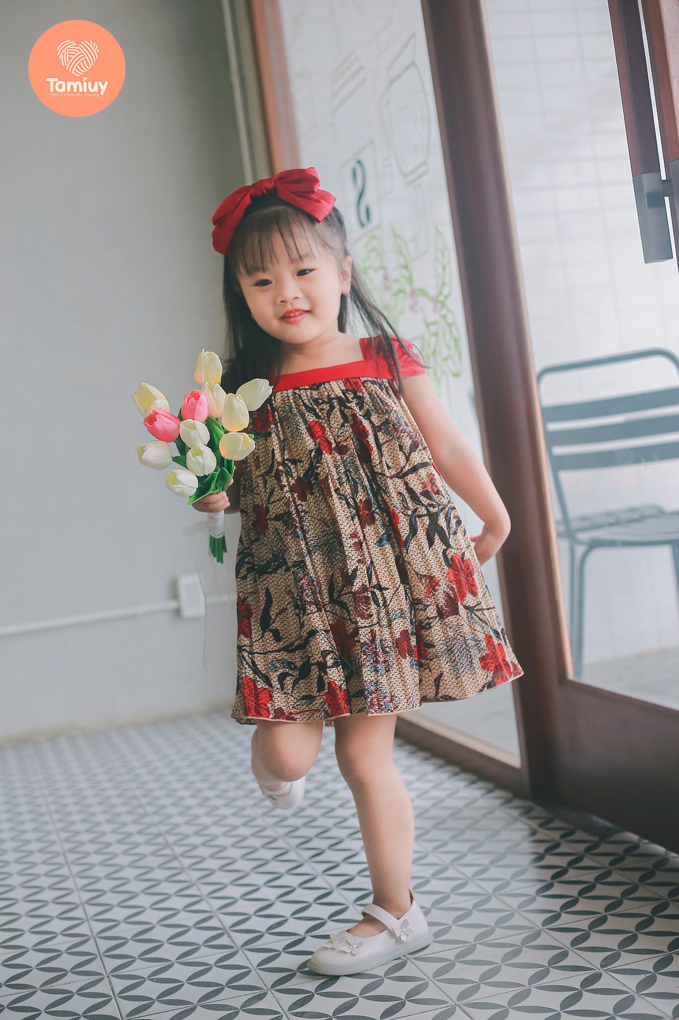  Đầm Bé Gái Tamiuy Voan Dập Ly, Họa Tiết Hoa Nhí Dễ Thương 