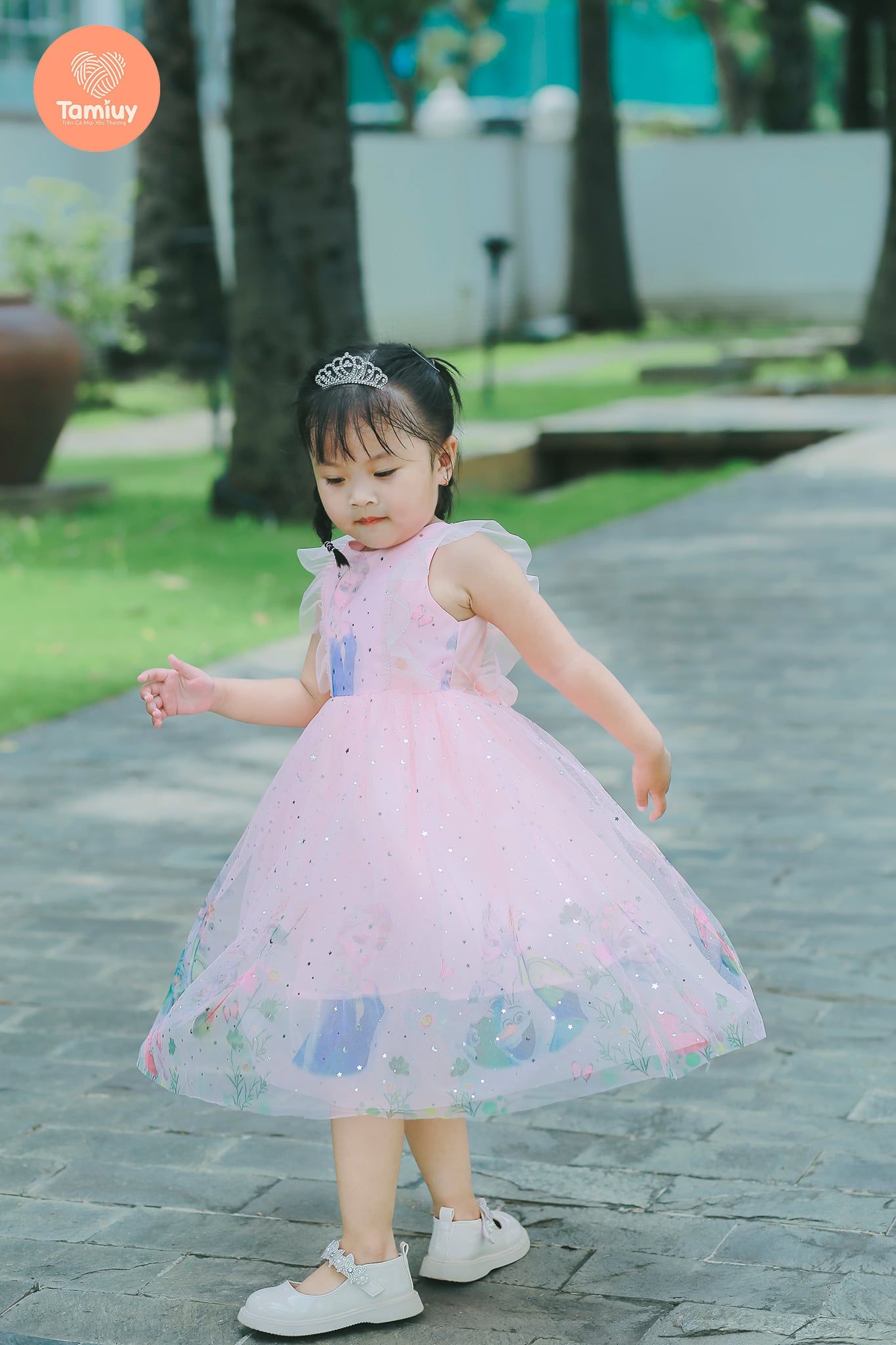  Tamiuy Đầm Dạ Hội Công Chúa Elsa Chất Liệu Cotton Voan Cao Cấp Dành Cho Bé Dự Tiệc Size Trung CHo Bé 40 kG 