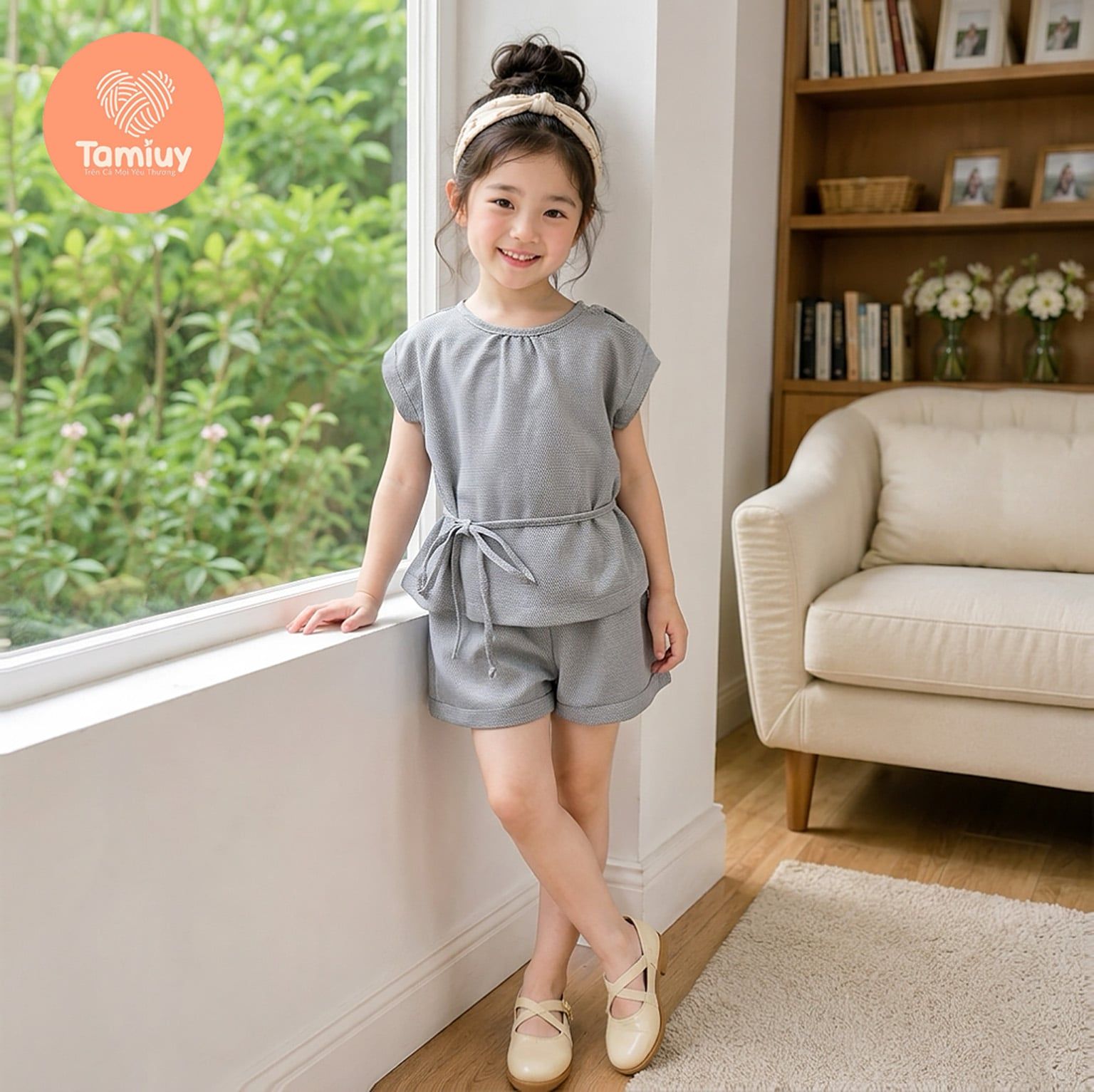 TAMIUY JOLLY SET – Set Bộ Bé Gái Cao Cấp Kèm Quần Short  | Size 10–42kg 