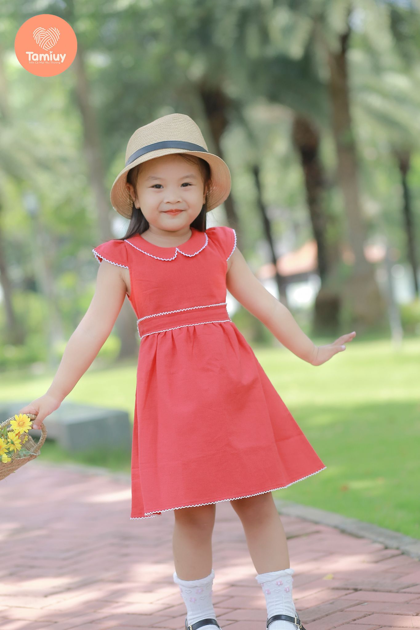  Váy Bé Gái Tamiuy Cao Cấp Thiết Kế Tay Phồng Cánh Tiên Rode ở Cổ Và Eo Chất Liệu Linen Mềm Mại 