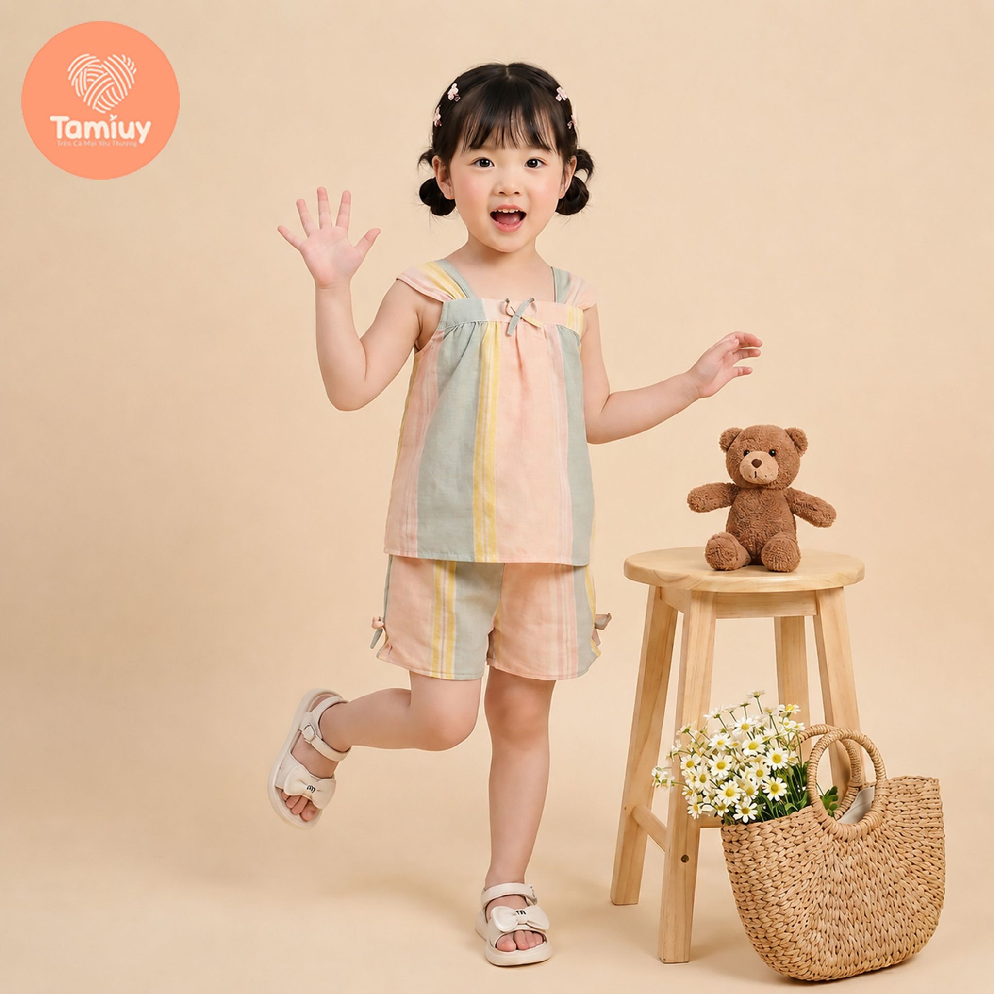  (BST HẠ NHIÊN)- Set Bộ Hoa Nhí Tamiuy Cho Bé Gái 10-35kg – Bộ Mặc Nhà, Đi Chơi Mùa Hè Thoáng Mát Phong Cách Hàn Quốc 