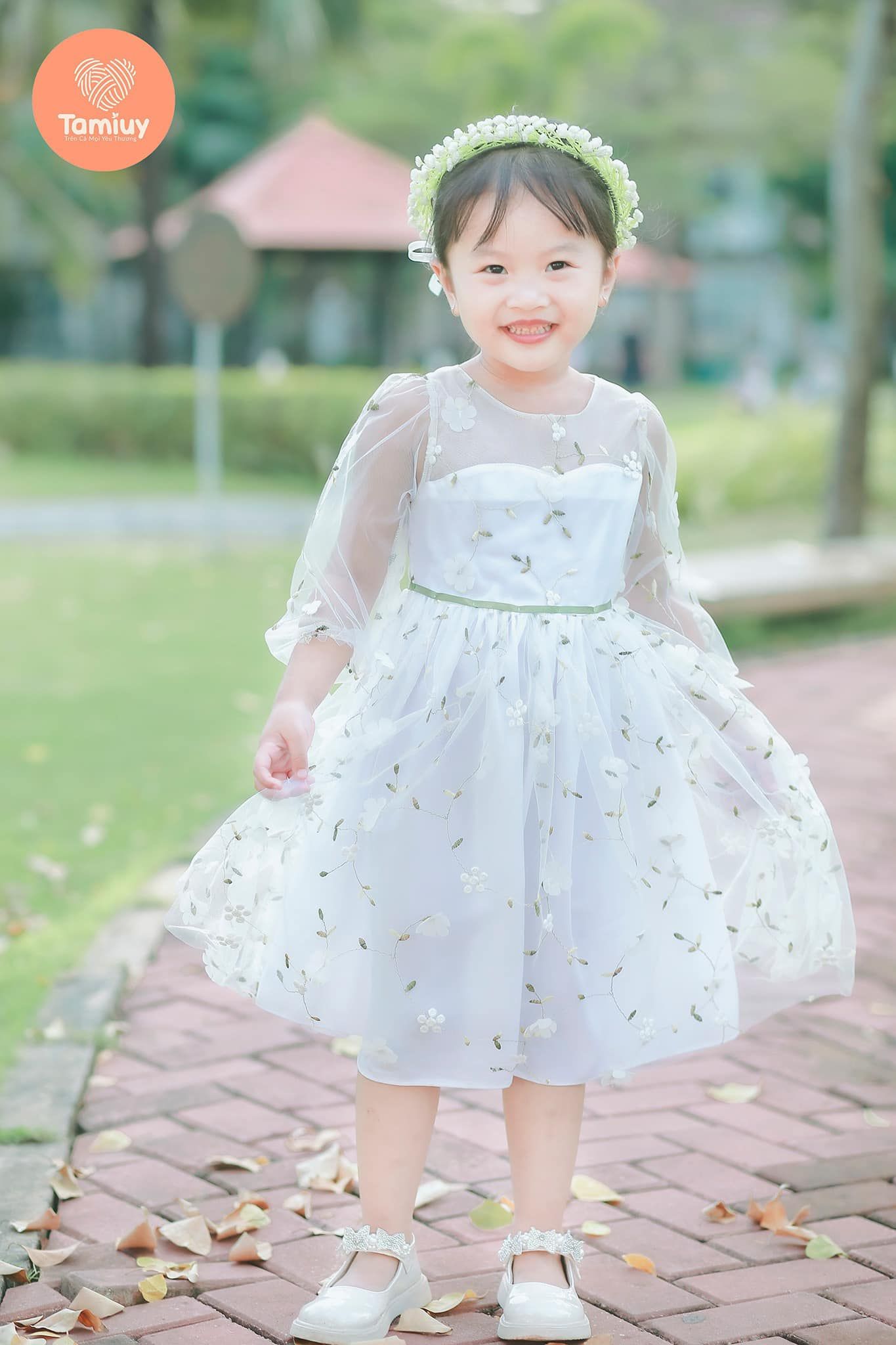  Đầm Dạ Hội Tay Dài Hoa Rơi Công Chúa Tamiuy Thiết Kế Cao Cấp  Cho Bé Gái Từ 1-10 Tuổi 