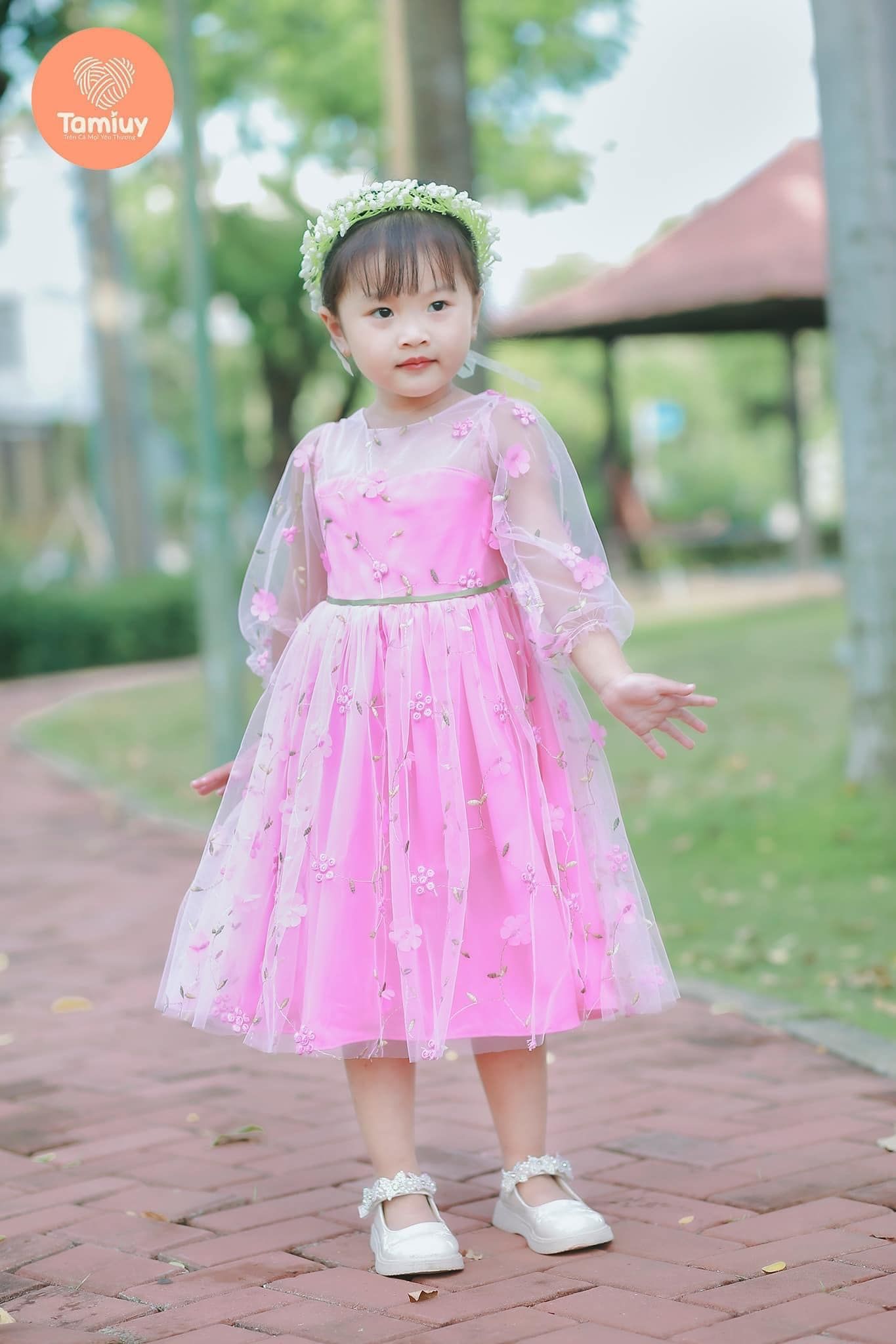  Đầm Dạ Hội Tay Dài Hoa Rơi Công Chúa Tamiuy Thiết Kế Cao Cấp  Cho Bé Gái Từ 1-10 Tuổi 