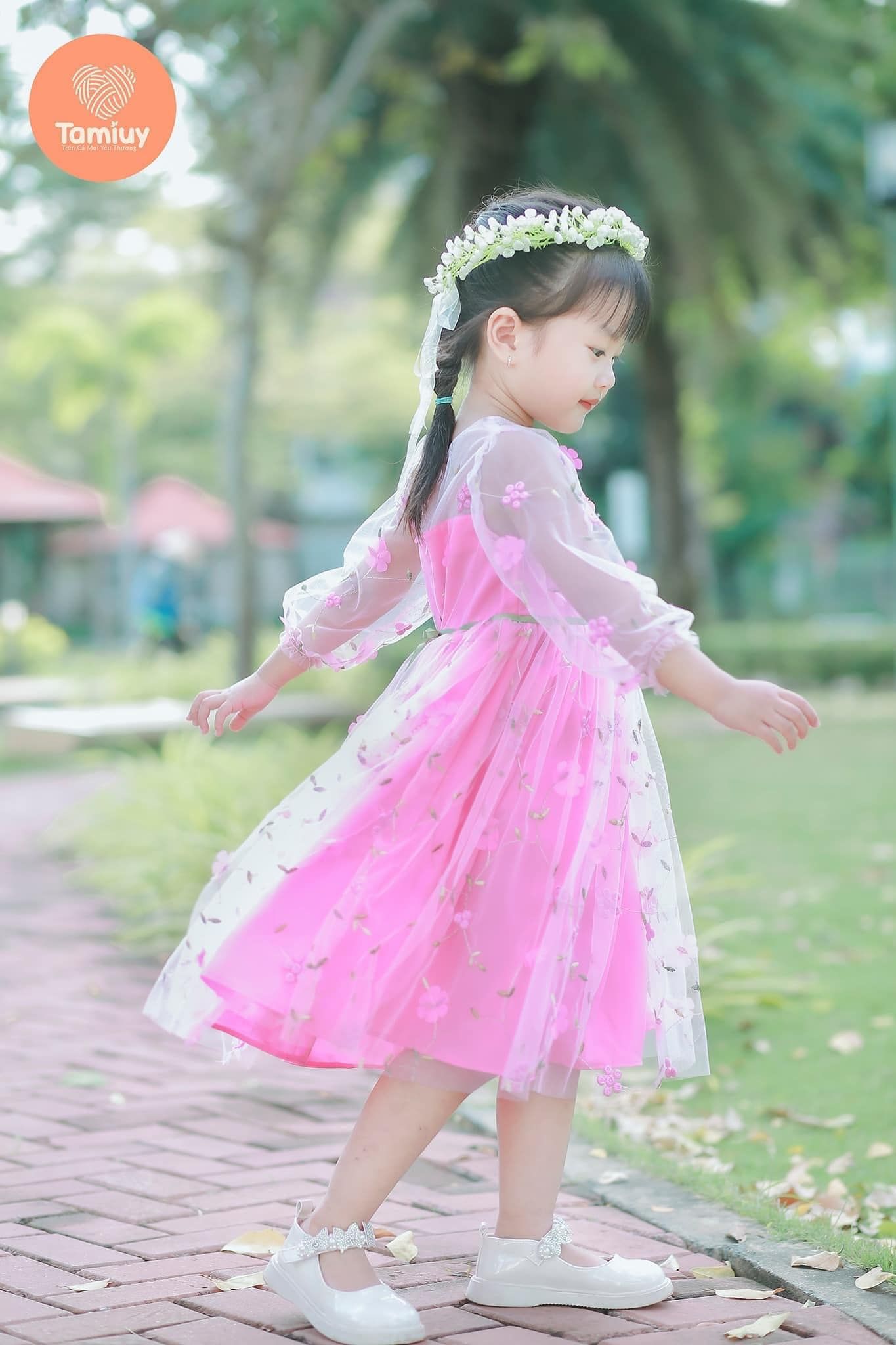  Đầm Dạ Hội Tay Dài Hoa Rơi Công Chúa Tamiuy Thiết Kế Cao Cấp  Cho Bé Gái Từ 1-10 Tuổi 
