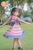  Đầm Cổ Yếm Dập Ly Tamiuy Voan Mềm Mại, Hoạ Tiết Cầu Vồng (1-10T) 