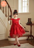  Đầm Dạ Hội Tamiuy  Ren Đuôi Cá Màu Đỏ, 3 Lớp Tùng Xòe Công Chúa (1-10T) 