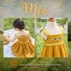  TAMIUY( BST MỘC) - Đầm Bé Gái Tamiuy  Linen Cổ Vuông Tay Bèo Thêu Hoa Cỏ 