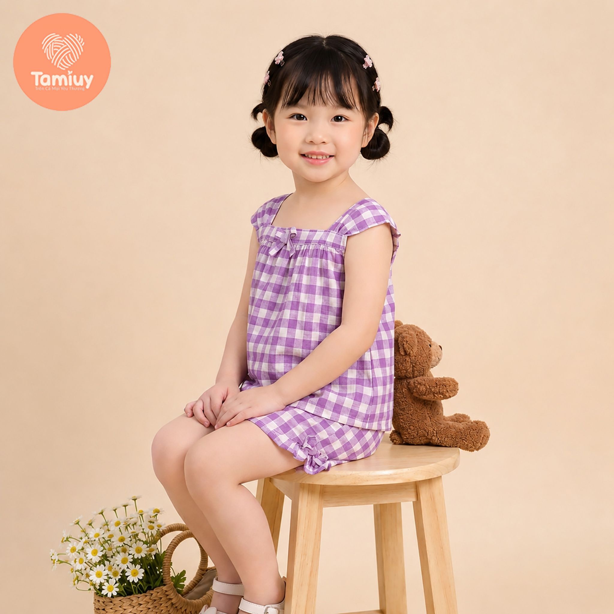  (BST HẠ NHIÊN)- Set Bộ Hoa Nhí Tamiuy Cho Bé Gái 10-35kg – Bộ Mặc Nhà, Đi Chơi Mùa Hè Thoáng Mát Phong Cách Hàn Quốc 