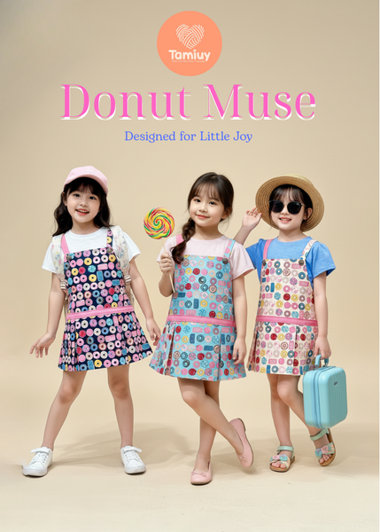  TAMIUY – Yếm Thiết Kế Bé Gái Donut Muse Phong Cách Năng Động 