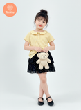  Tamiuy- Set Thiết Kế Bé Gái Áo Polo Cổ Trụ Năng Động Thể Thao Phối Chân Váy 