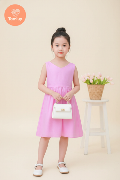  Tamiuy Đầm Cho Bé Gái Thiết Kế Xẻ Tim Sau Lưng Cổ Bèo Phong Cách Ngày Hè Đơn Giản Vải Cotton Mềm Mịn 