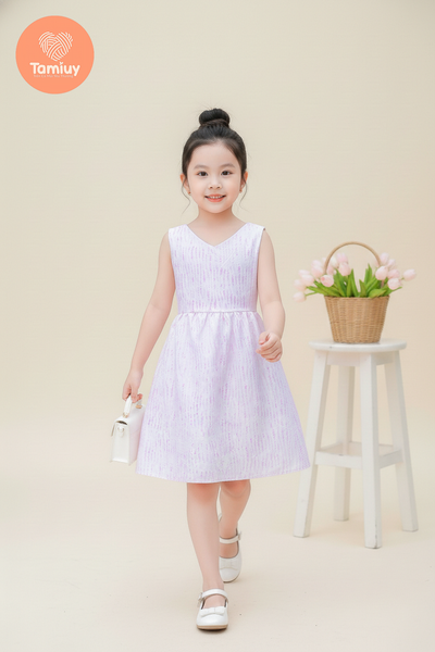  Tamiuy Đầm Cho Bé Gái Thiết Kế Xẻ Tim Sau Lưng Cổ Bèo Phong Cách Ngày Hè Đơn Giản Vải Cotton Mềm Mịn 