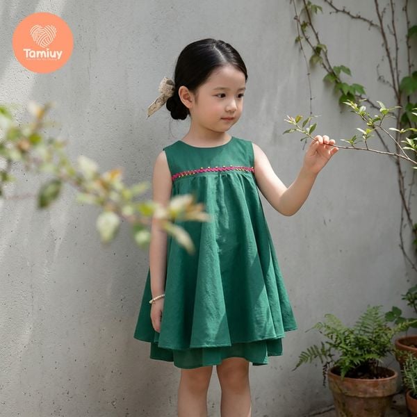  (BST Hạ Nhiên)  Đầm Bé Gái Tamiuy Thêu Hoa Thủ Công, Tùng Xòe 360 Độ 2 Lớp, Váy Thiết Kế Cao Cấp Cho Bé Gái 