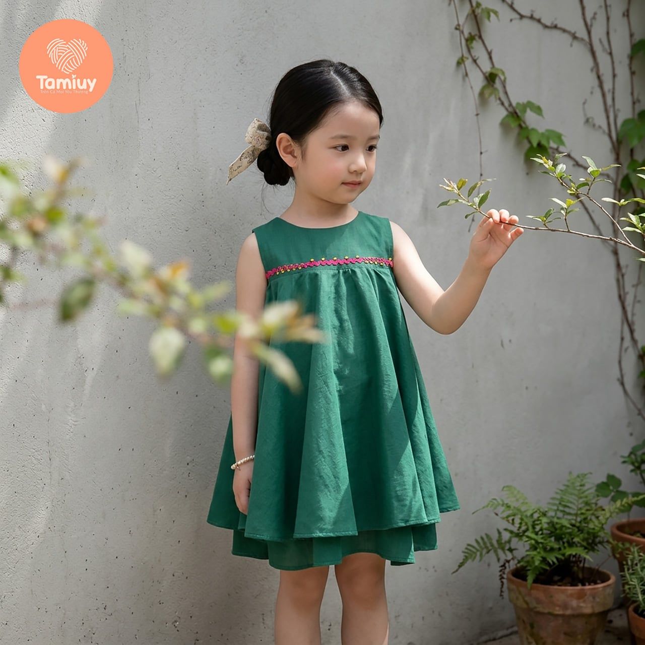  (BST Hạ Nhiên)  Đầm Bé Gái Tamiuy Thêu Hoa Thủ Công, Tùng Xòe 360 Độ 2 Lớp, Váy Thiết Kế Cao Cấp Cho Bé Gái 