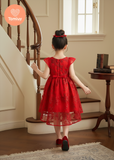  Đầm Dạ Hội Tamiuy  Ren Đuôi Cá Màu Đỏ, 3 Lớp Tùng Xòe Công Chúa (1-10T) 