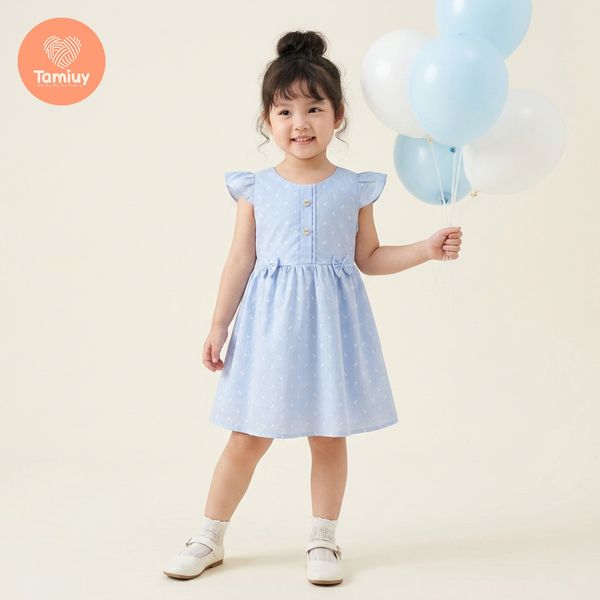  Đầm Xoè Bé Gái  Tamiuy Thêu Trụ Tay Cánh Tiên Size 10-40 kg 