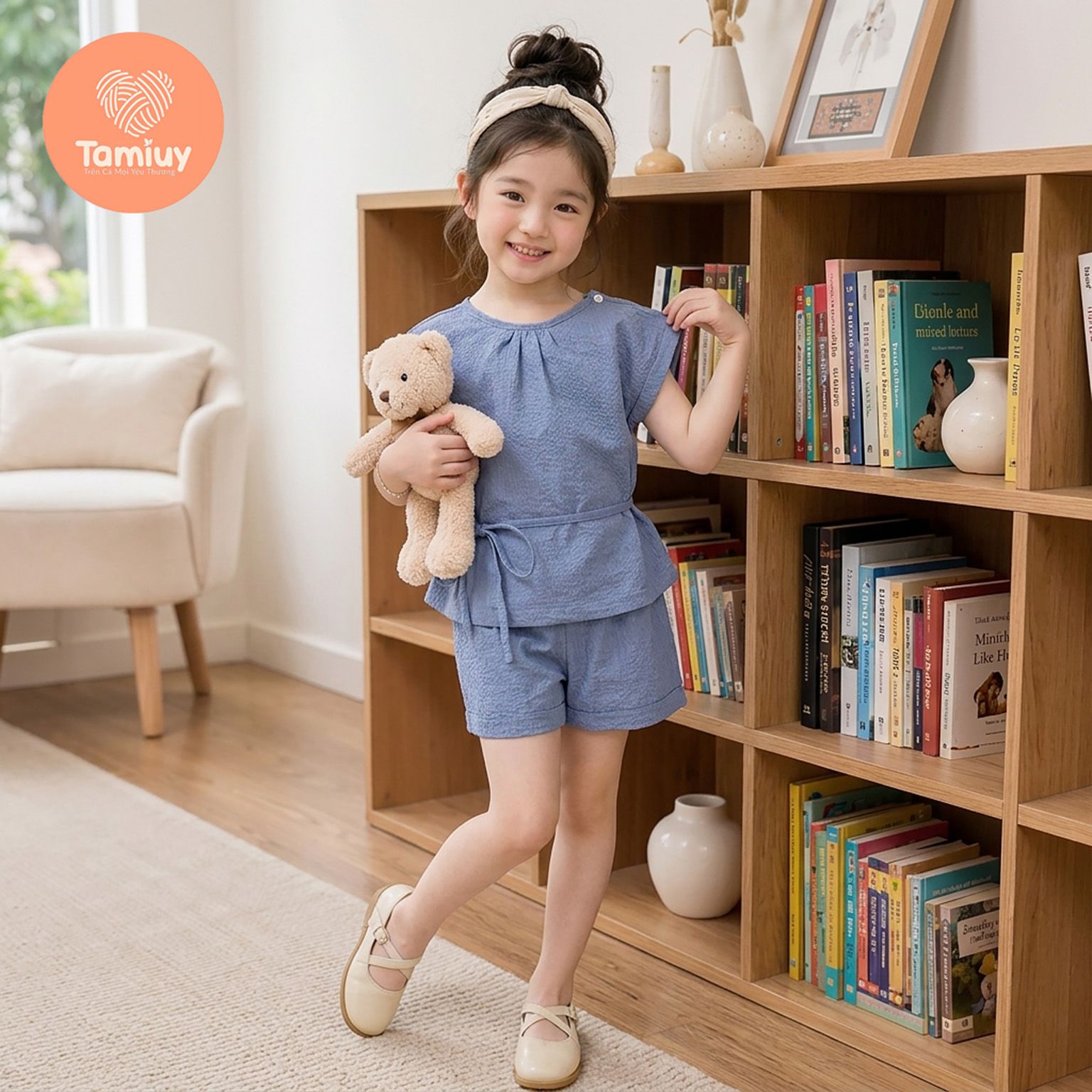  TAMIUY JOLLY SET – Set Bộ Bé Gái Cao Cấp Kèm Quần Short  | Size 10–42kg 
