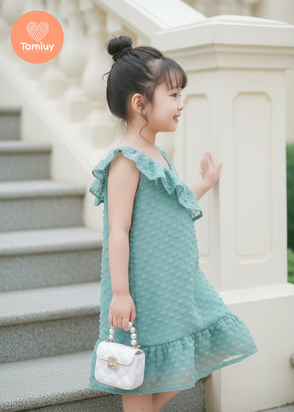  Đầm Bé Gái Cổ Tim Lệch Vai Tamiuy - Chất Cotton Cao Cấp, Xinh Xắn, Dễ Thương (1-10 Tuổi) 