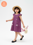 Đầm Linen Chạy Chỉ Nổi Thêu Hoa  Tamiuy Cao Cấp Xinh Xắn Đáng Yêu Ngây Thơ Dành Cho Bé Gái Từ 1-10 Tuổi 