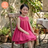  (BST Hạ Nhiên)  Đầm Bé Gái Tamiuy Thêu Hoa Thủ Công, Tùng Xòe 360 Độ 2 Lớp, Váy Thiết Kế Cao Cấp Cho Bé Gái 