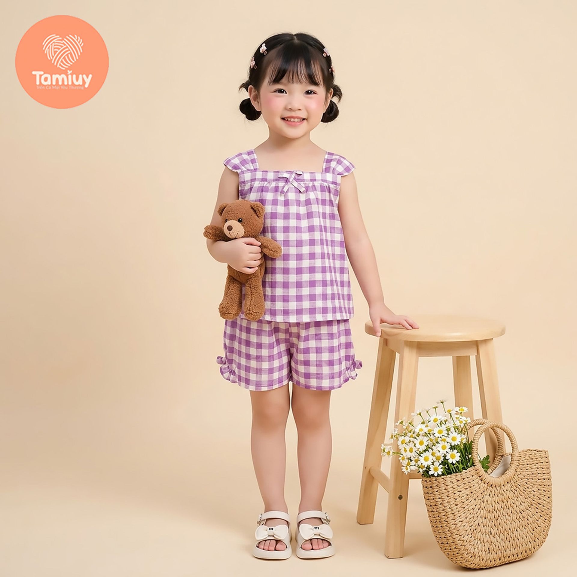  (BST HẠ NHIÊN)- Set Bộ Hoa Nhí Tamiuy Cho Bé Gái 10-35kg – Bộ Mặc Nhà, Đi Chơi Mùa Hè Thoáng Mát Phong Cách Hàn Quốc 