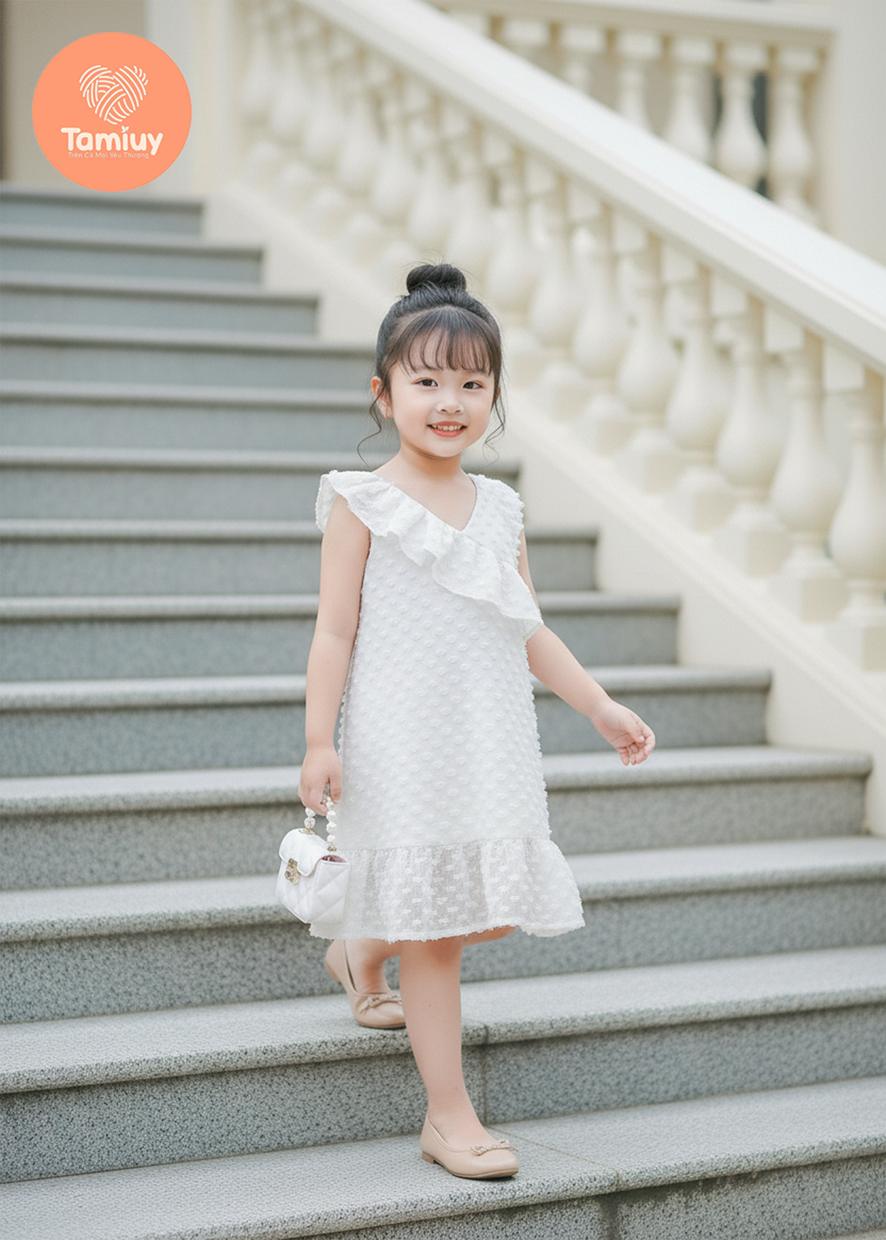  Đầm Sát Nách Tamiuy Bèo Lệch Vai Dành Cho Bé 10-38 kg 