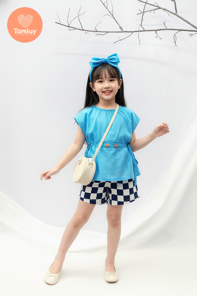  Áo Cánh Dơi Bé Gái  Tamiuy Cột Dây 2 Bên Eo Form Rộng Mềm Mát Thời Trang 