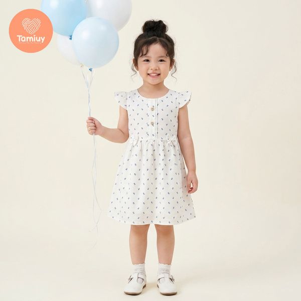  Đầm Xoè Bé Gái  Tamiuy Thêu Trụ Tay Cánh Tiên Size 10-40 kg 