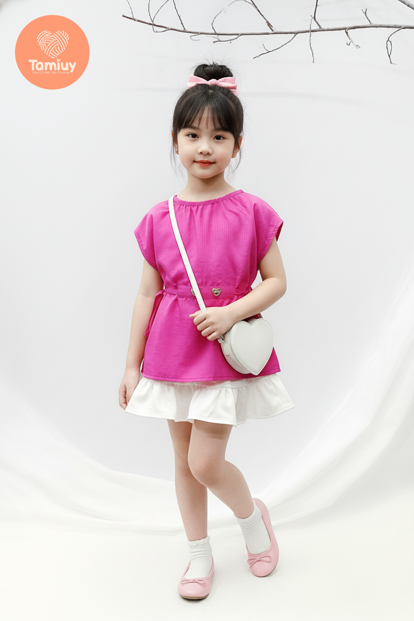  Áo Cánh Dơi Bé Gái  Tamiuy Cột Dây 2 Bên Eo Form Rộng Mềm Mát Thời Trang 