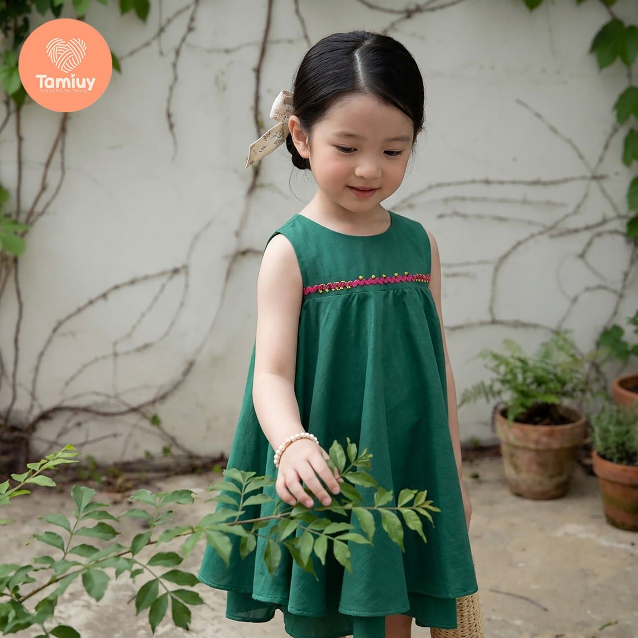  (BST Hạ Nhiên)  Đầm Bé Gái Tamiuy Thêu Hoa Thủ Công, Tùng Xòe 360 Độ 2 Lớp, Váy Thiết Kế Cao Cấp Cho Bé Gái 