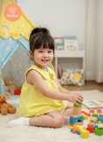  Bộ Caro Bé Gái Tamiuy Cam & Trắng Phối Hoa Tiết Vải Cotton Mềm Mịn Size 2-12 