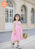  Tamiuy Đầm Dạ Hội Cao Cấp Màu Đỏ  Thân Đầm Trên Đính Cườm Và Hoa Ở Ngực Áo Size 8-12 