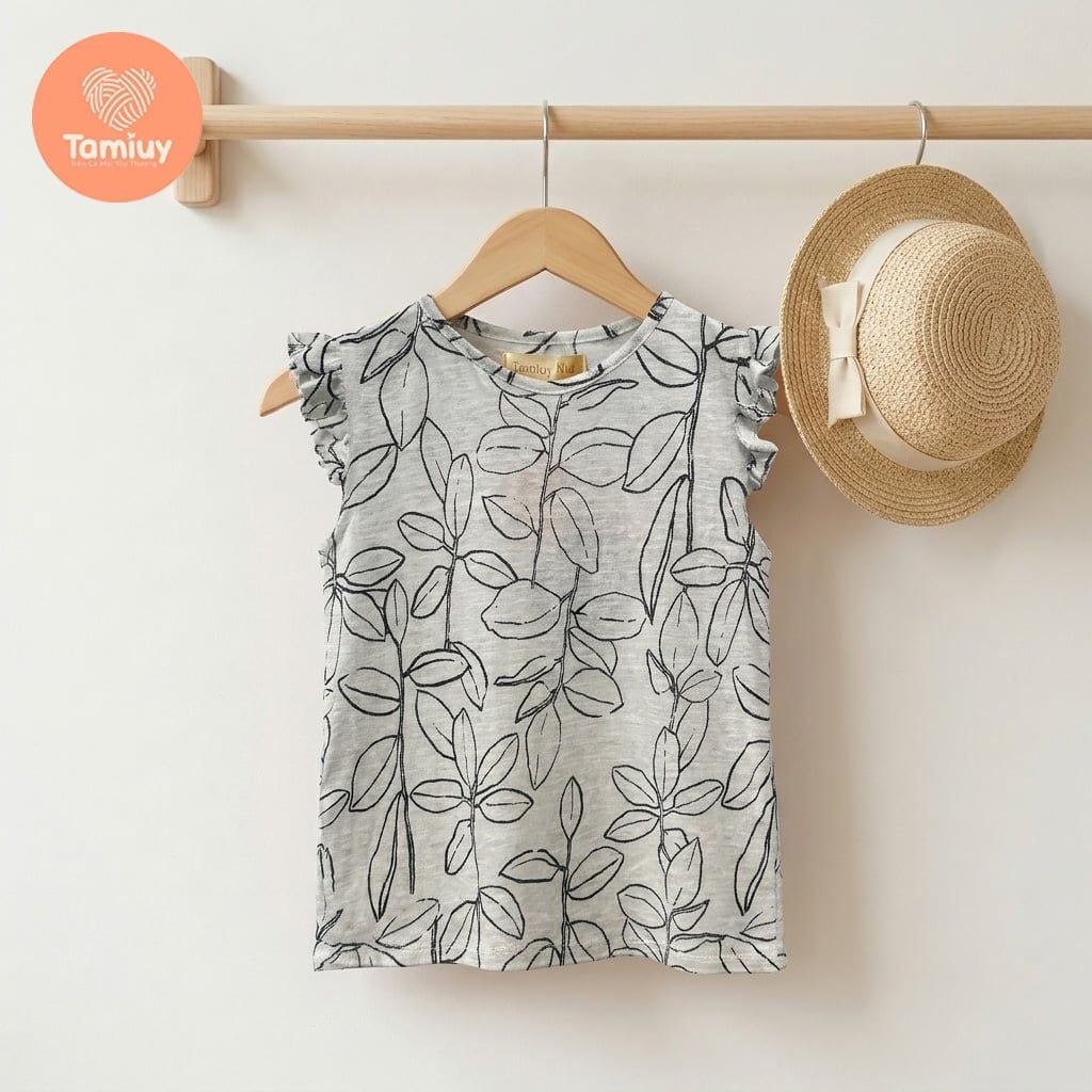  Áo Thun Bông Tay Bèo Dún Bé Gái Tamiuy Cotton Mềm Thoáng  Mặc Mát Size 10-40kg 