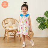  (BST Hạ Nhiên) TAMIUY - Đầm Bé Gái Marine Cổ Thủy Thủ Họa Tiết Cô Gái Du Lịch Dáng Xòe 