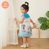  (BST Hạ Nhiên) TAMIUY - Đầm Bé Gái Marine Cổ Thủy Thủ Họa Tiết Cô Gái Du Lịch Dáng Xòe 