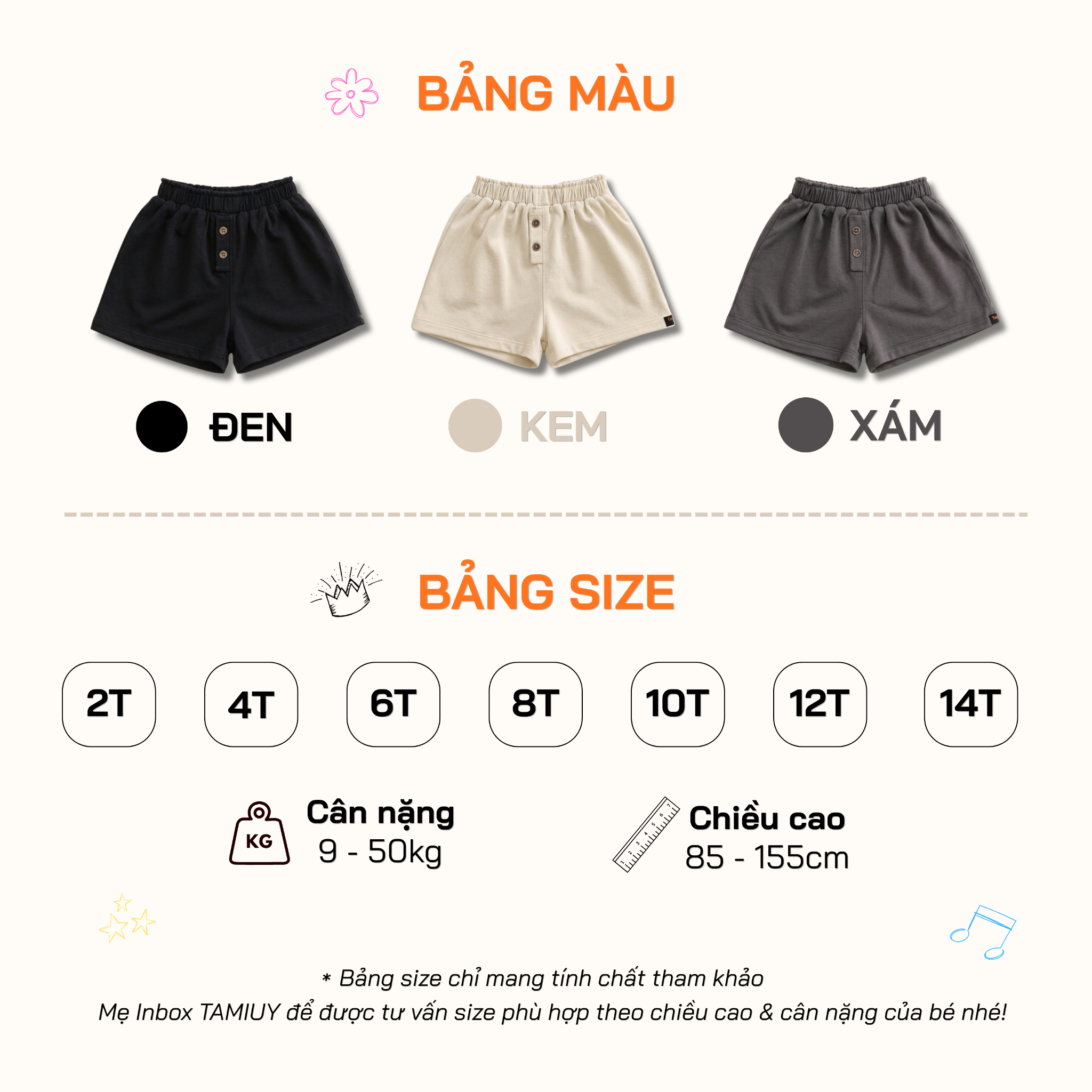 TAMIUY - Quần Short Thun Bé Gái Basic Big Size (10-50 kg) 