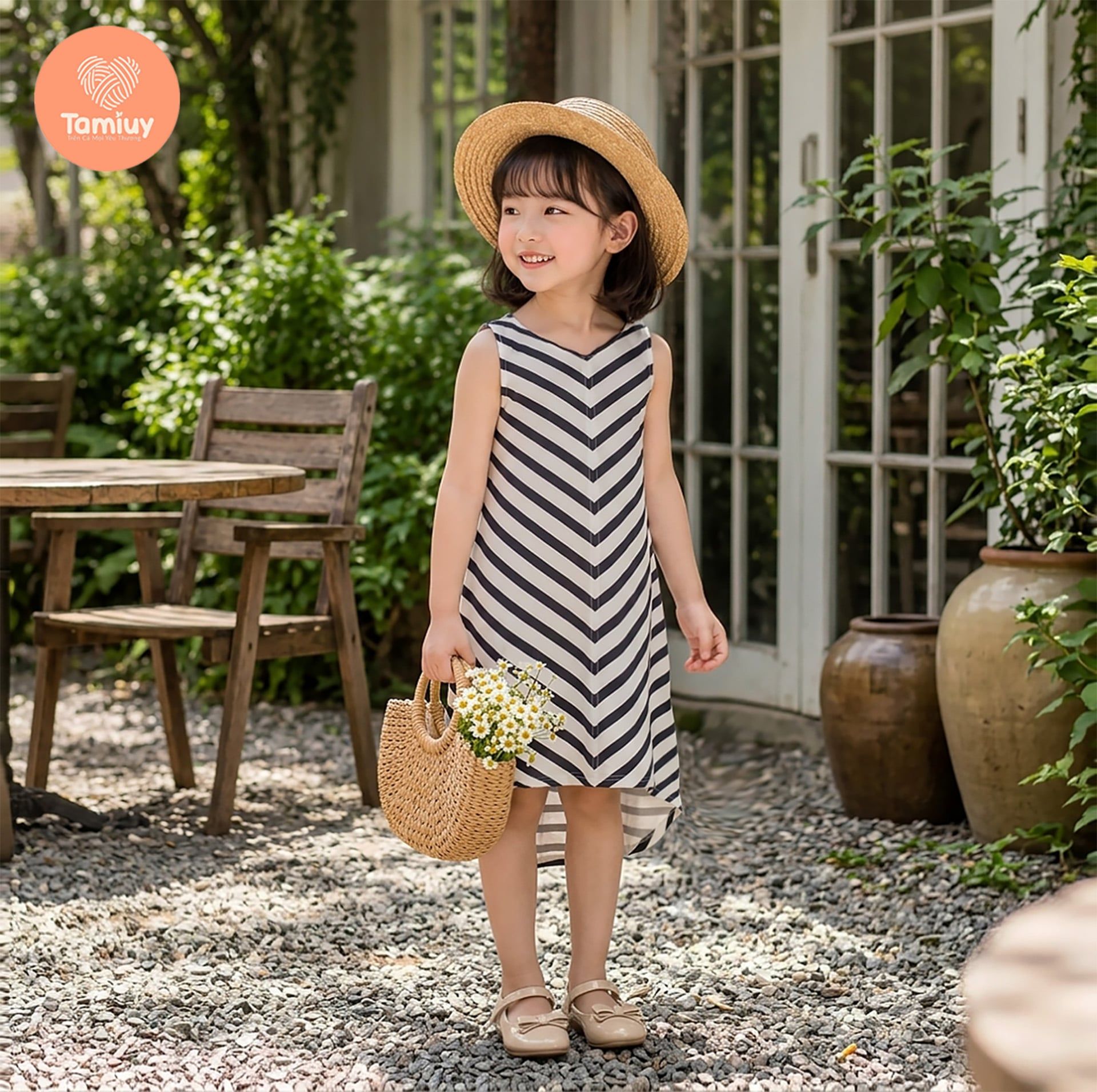  TAMIUY - Đầm Thun Cotton Đuôi Cá Cho Bé Gái Đi Biển Đi Chơi 