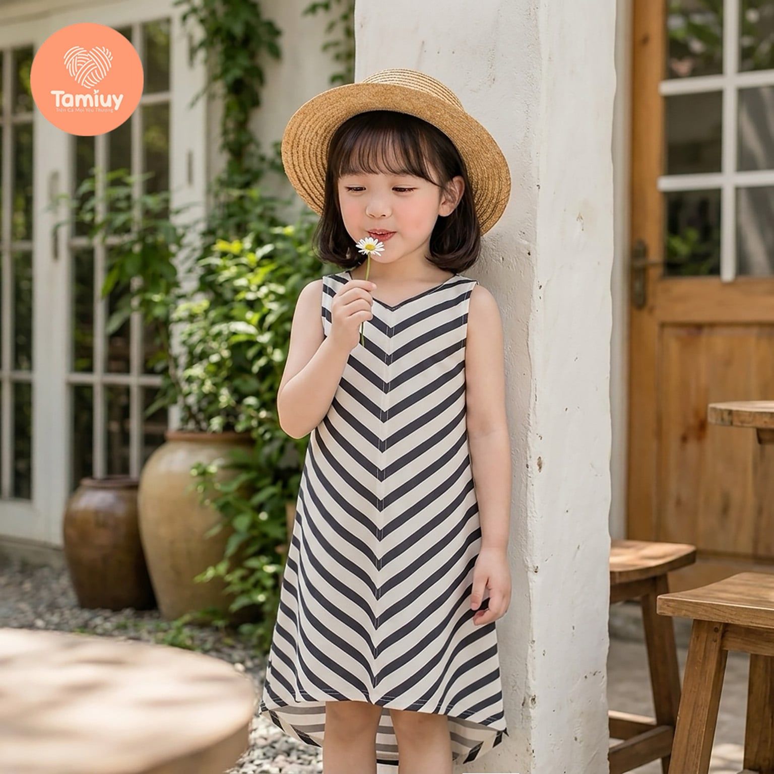  TAMIUY - Đầm Thun Cotton Đuôi Cá Cho Bé Gái Đi Biển Đi Chơi 
