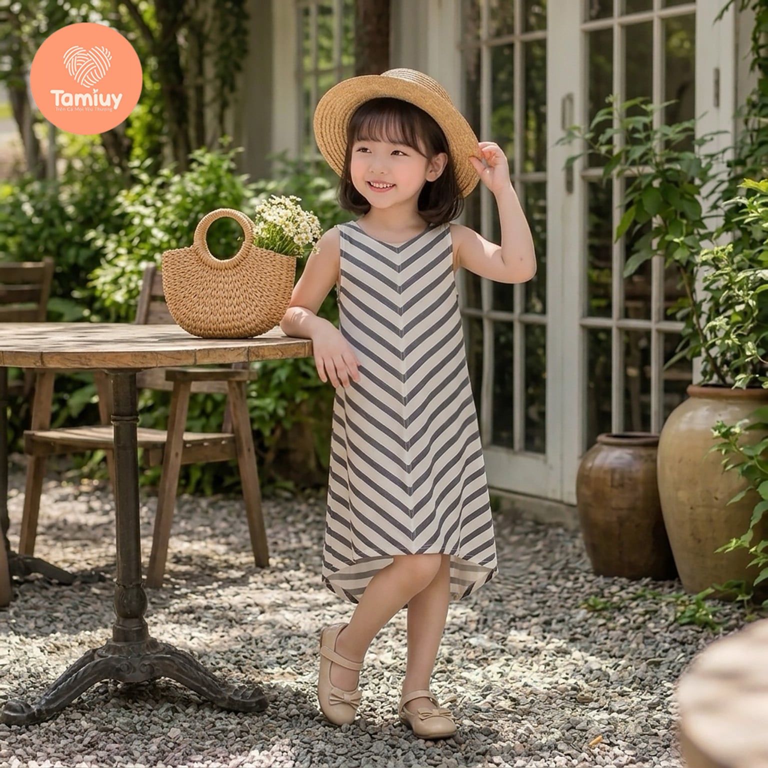  TAMIUY - Đầm Thun Cotton Đuôi Cá Cho Bé Gái Đi Biển Đi Chơi 