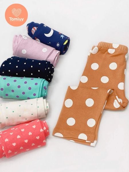  Quần Thun Leg Tamiuy Chấm Bi Bé Gái Chất Thun Cotton Co Giãn 