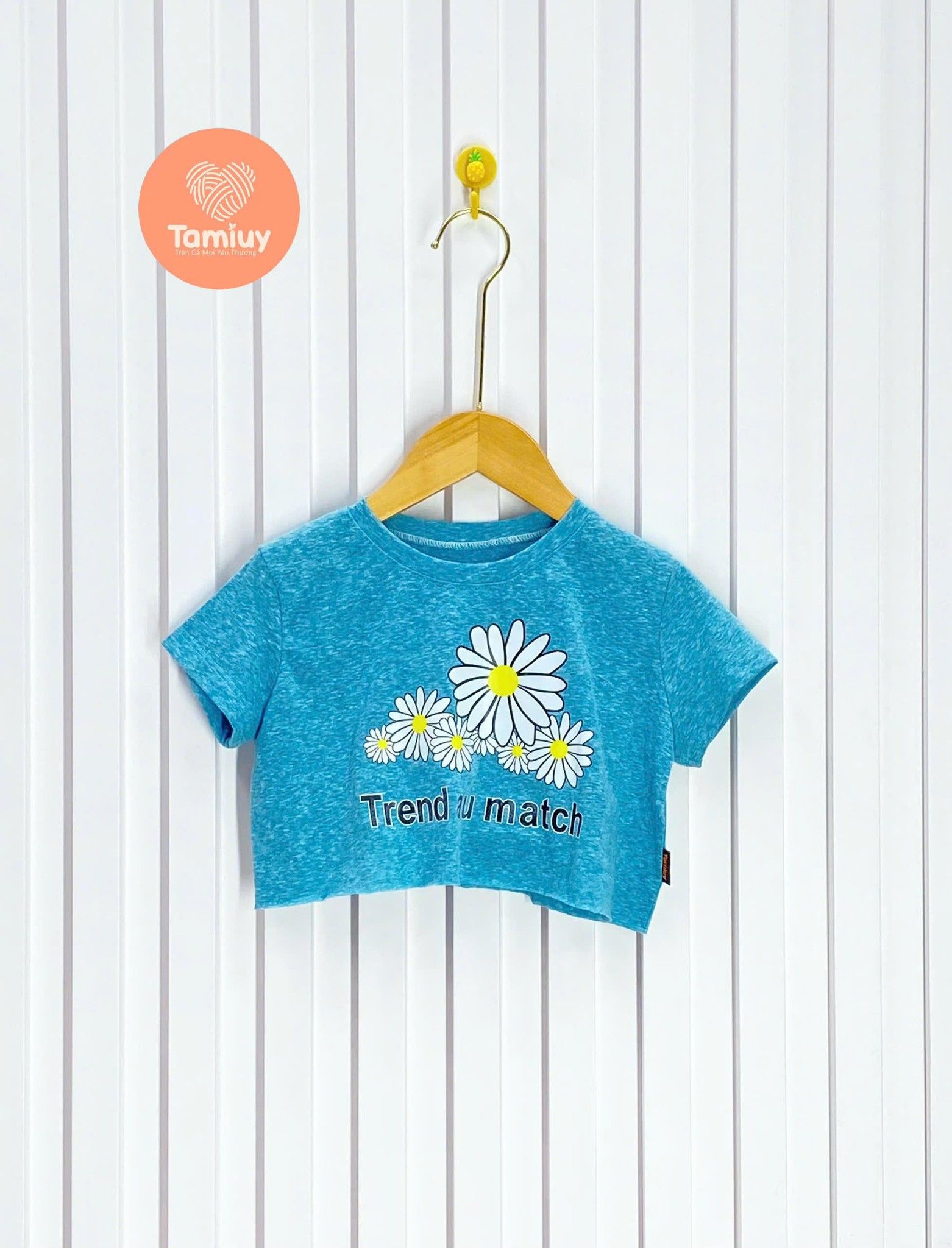  Áo Thun Croptop Bé Gái Hoa Hướng Dương, Chất Cotton Co Giãn (Size 1-10 Tuổi) 