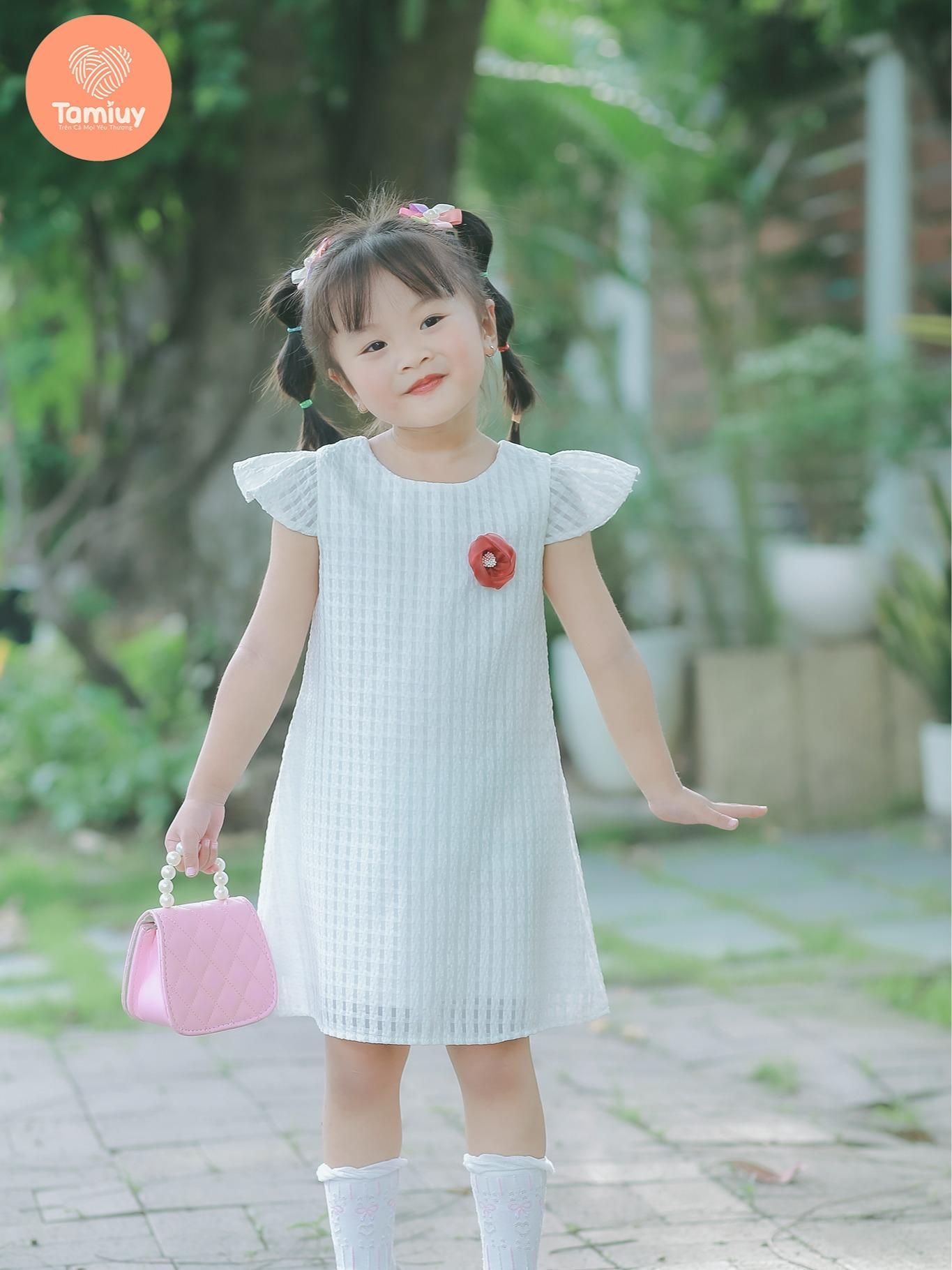  Đầm Chữ A Bé Gái Tamiuy Cotton Cánh  Tiên Đính Hoa Cân Nặng 10-38kg 