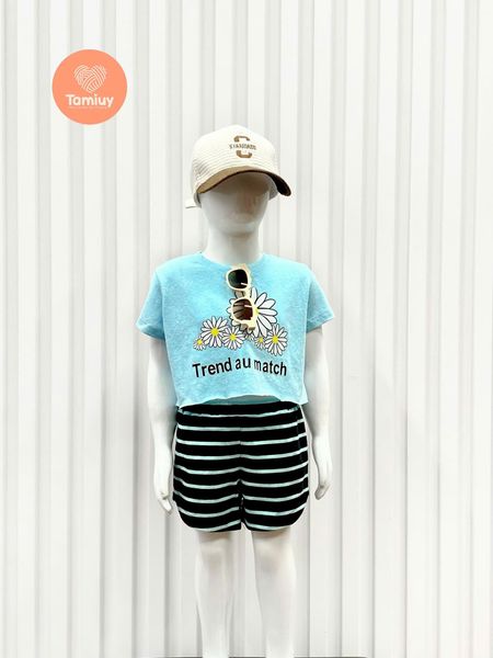  Áo Thun Croptop Bé Gái Hoa Hướng Dương, Chất Cotton Co Giãn (Size 1-10 Tuổi) 