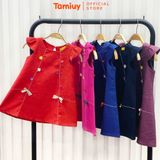  Đầm Linen Chạy Chỉ Nổi Thêu Hoa  Tamiuy Cao Cấp Xinh Xắn Đáng Yêu Ngây Thơ Dành Cho Bé Gái Từ 1-10 Tuổi 