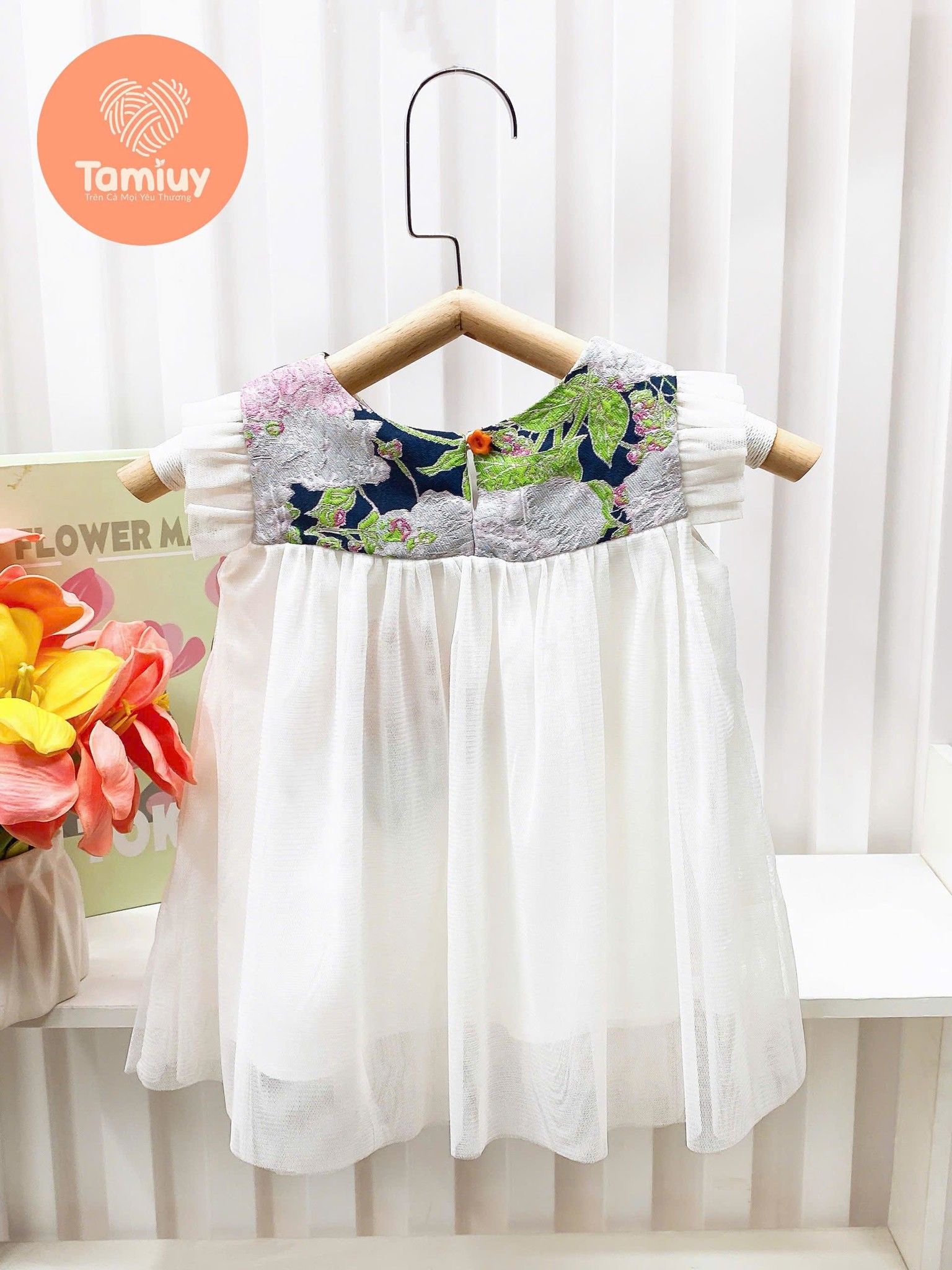  Đầm Gấm Tamiuy Tay Cánh Tiên Tamiuy cho Bé Gái Sơ Sinh 