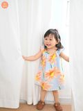  Tamiuy Đầm Yếm Cổ Thun Họa Tiết Hoa Hướng Dương Cho Bé Gái Từ 1-10 Tuổi Chất Liệu Linen Mềm Mịn 